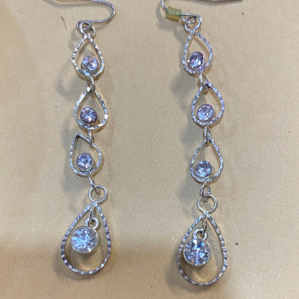 Elegant Drop Dangle Rhinestone Pierced Earrings - Picture 2 of 7
